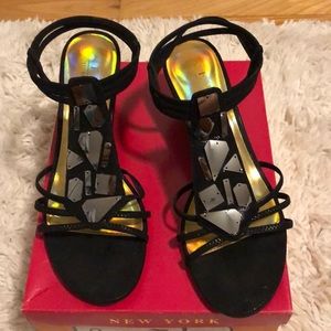 Black and silver wedges